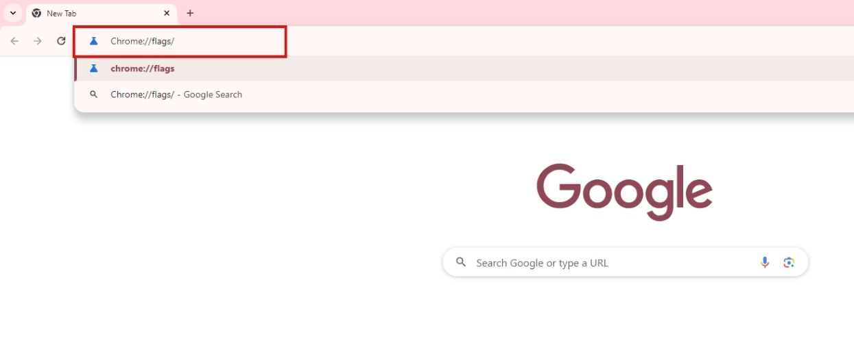 Enter chrome flags into the address bar